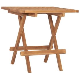 Folding Patio Table 19.7"x19.7"x19.7" Solid Teak Wood