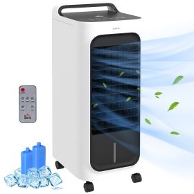 HOMCOM 26" Evaporative Air Cooler with Ice Packs, 3-In-1 Ice Cooling Fan, Portable Swamp Cooler with Water Tank, Timer, 90Â° Oscillating, Remote
