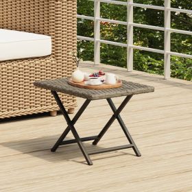 Folding Table Gray 17.7"x13.8"x12.6" Poly Rattan