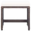 Patio Stools 2 pcs with Cushions Poly Rattan Brown