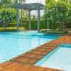 10pcs Acacia Wood Interlocking Flooring Tiles Waterproof Flooring for Outdoor & Indoor Patio, Balcony, Garden, Poolside, 11.8 Ã— 11.8 in